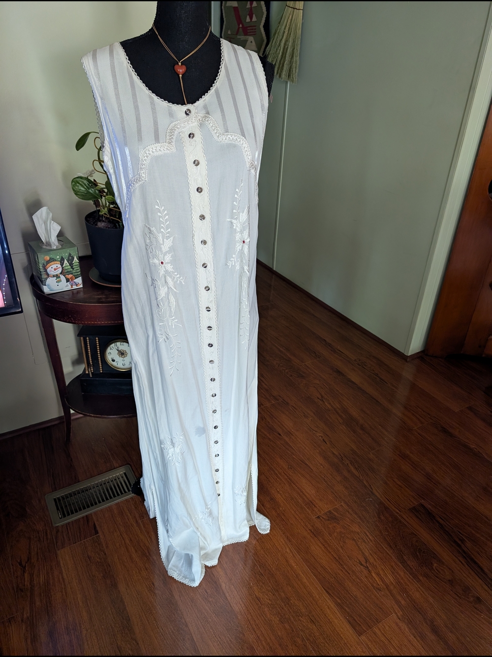 India Boutique White Embroidered Button-Front Maxi Dress-OS
